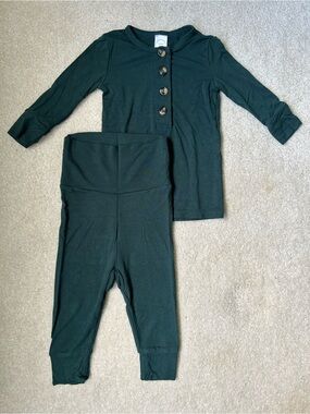 Lou Lou & Company top + bottom set, Jordan (deep emerald green), 3-6 months